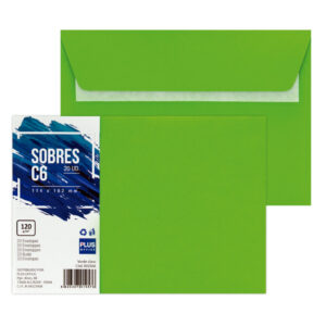 Pte/20 SOBRES PLUS 114x162 C6 VERDE CLA.