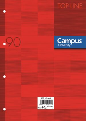 RECAMB.A4 4A.90gr 100h CAMPUS CUADR 5x5 ROJO