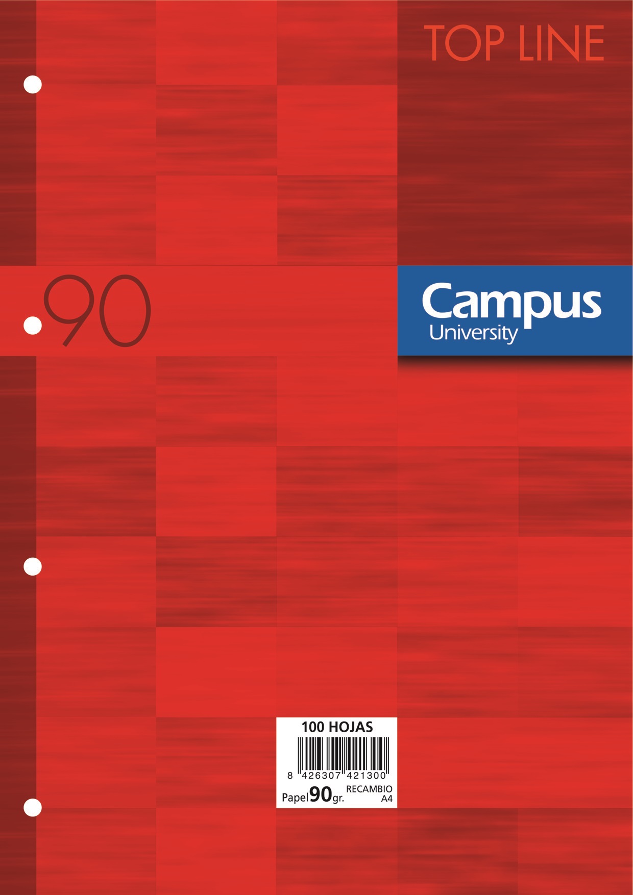 RECAMB.A4 4A.90gr 100h CAMPUS CUADR 5x5 ROJO