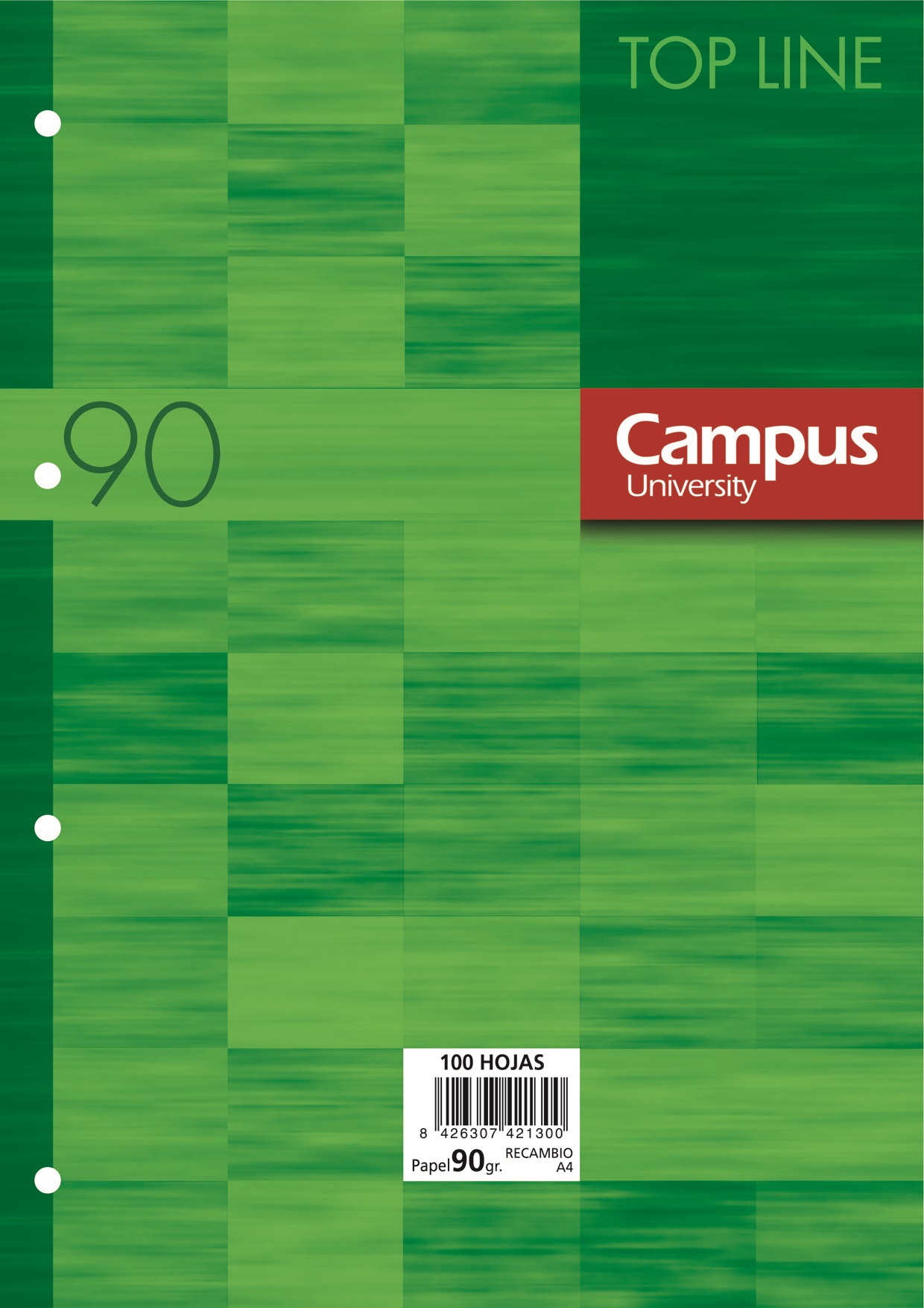 RECAMB.A4 4A.90gr 100h CAMPUS CUADR 5x5 VERDE