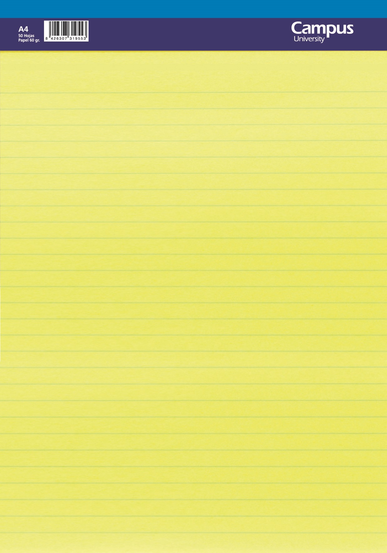 BLOC PERFORADO A4 AMARILLO RAYADO 50h