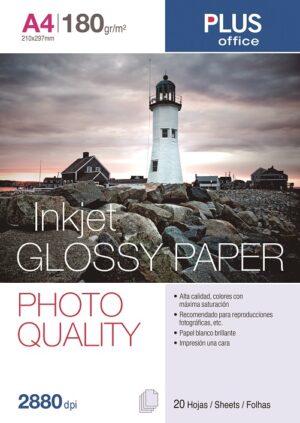 PAPEL PLUS PHOTO GLOSSY 180g. A4 P/20