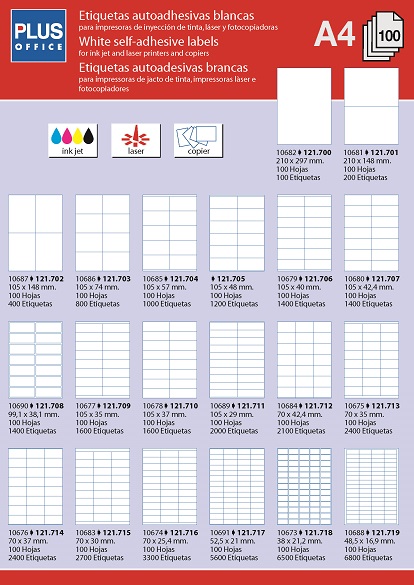ETIQUETAS A4 105,0x 42,4 C/100 PLUS - Imagen 2