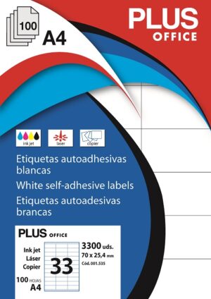 ETIQUETAS A4  70,0x 25   C/100  PLUS