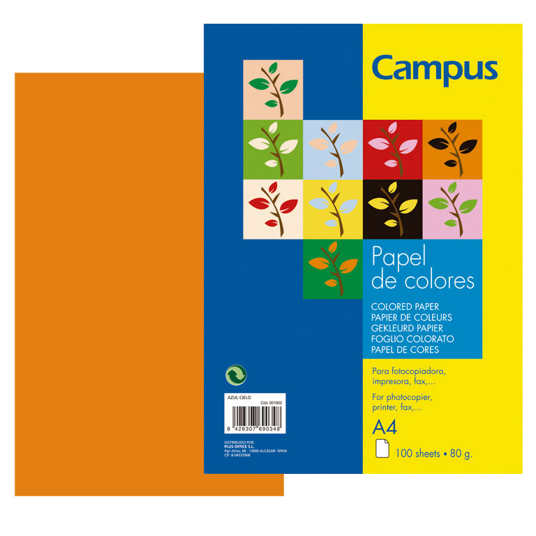 PAPEL CAMPUS 80gr.DIN A4 P/100 NARANJA MEDIO