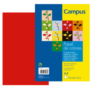 PAPEL CAMPUS 80gr.DIN A4 P/100 ROJO INTENSO