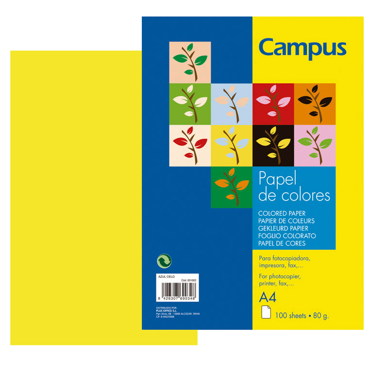 PAPEL CAMPUS 80gr.DIN A4 P/100 AMARILLO PAST.
