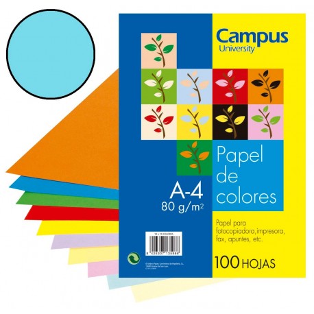 PAPEL CAMPUS 80gr.DIN A4 P/100 AZUL PASTEL