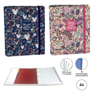 CARPETA DIN A4 4A.C/RECAMBIO Y SEPAR. PAISLEY