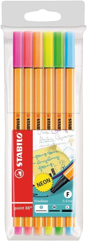 ROTULADORES STABILO POINT 88 FINELINER 6 NEON