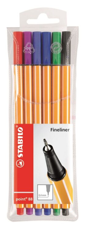 ROTULADORES STABILO POINT 88 FINELINER 6 Col.