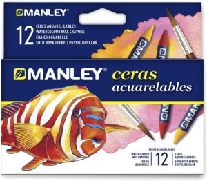 PINTURA CERA ACUARELABLE MANLEY 12 COLORES