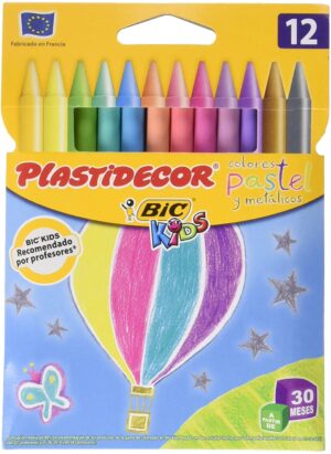 PINTURA CERA DURA PLASTIDECOR 12 COL PASTEL