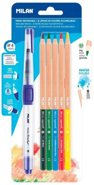 BLISTER PINCEL AGUA+5 LAPICES ACUARELABLES