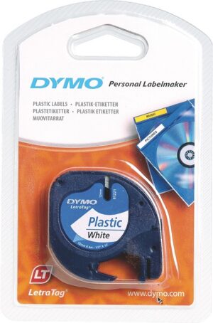 CINTA DYMO LETRATAG PLASTIC.91201 N/BL