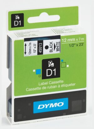 CINTA DYMO D1 12mm. 45013 NEGRO/BLANCO