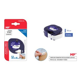 CINTA COMPATIBLE LETRATAG PLASTICO NEGRO/BLANCO