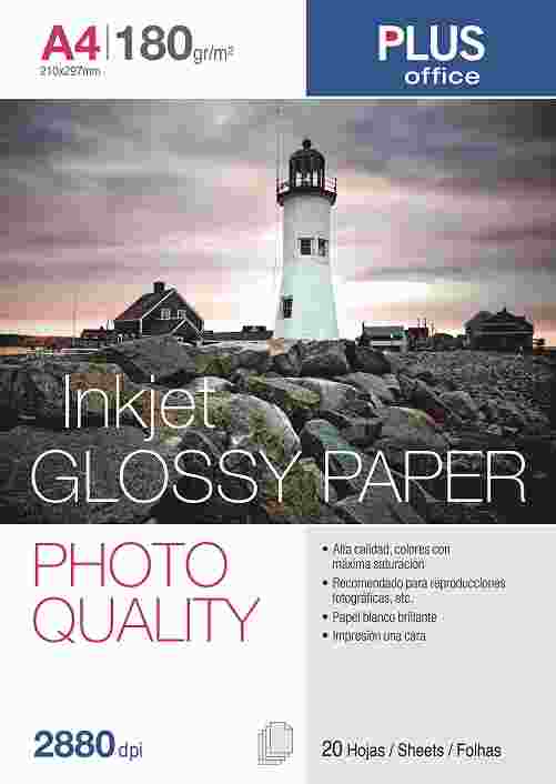 PAPEL PLUS PHOTO GLOSSY 180g. A4 P/20