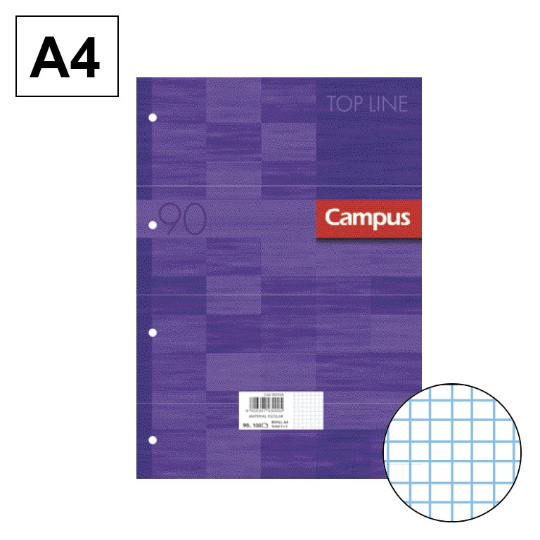RECAMB.A4 4A.90gr 100h CAMPUS CUADR 3x3