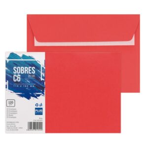 Pte/20 SOBRES PLUS 114x162 C6 ROJO