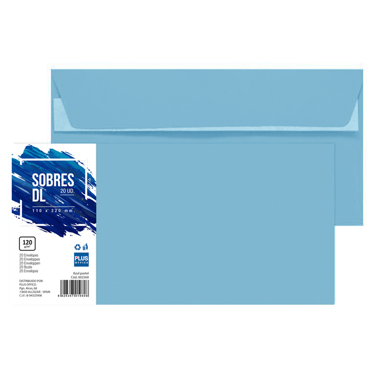 Pte/20 SOBRES PLUS 110x220 DL AZUL CLA.