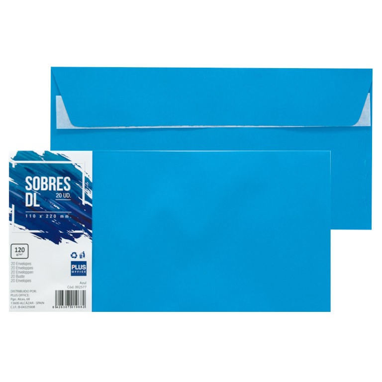 Pte/20 SOBRES PLUS 110x220 DL AZUL OSC.