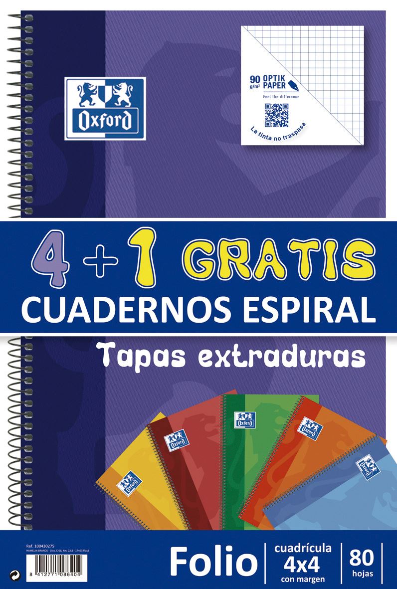 BLOC ESP.OXFORD 90gr.A4 80H.FORRADO PACK 4+1