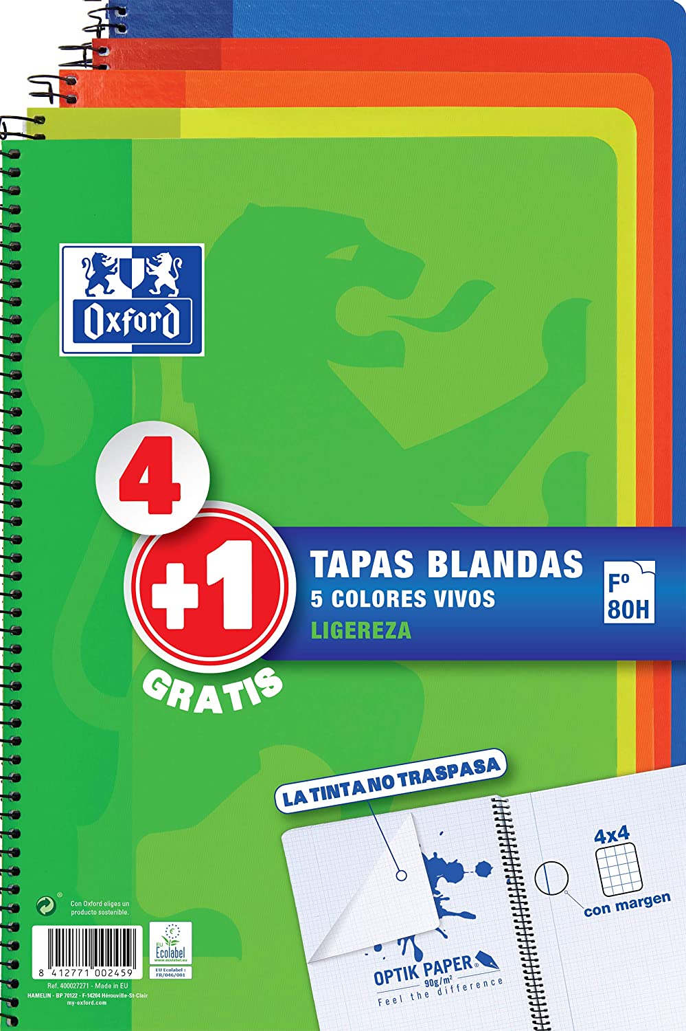 BLOC ESP.OXFORD 90gr.A4 80H.CARTON PACK 4+1