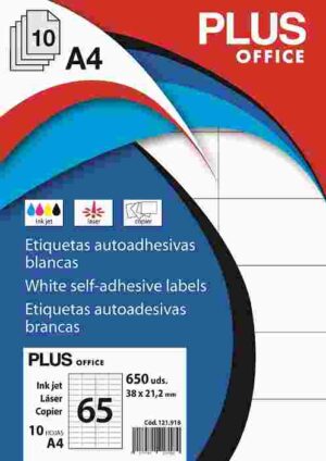 ETIQUETAS A4  38,0x 21,2 B/ 10  PLUS OFFICE