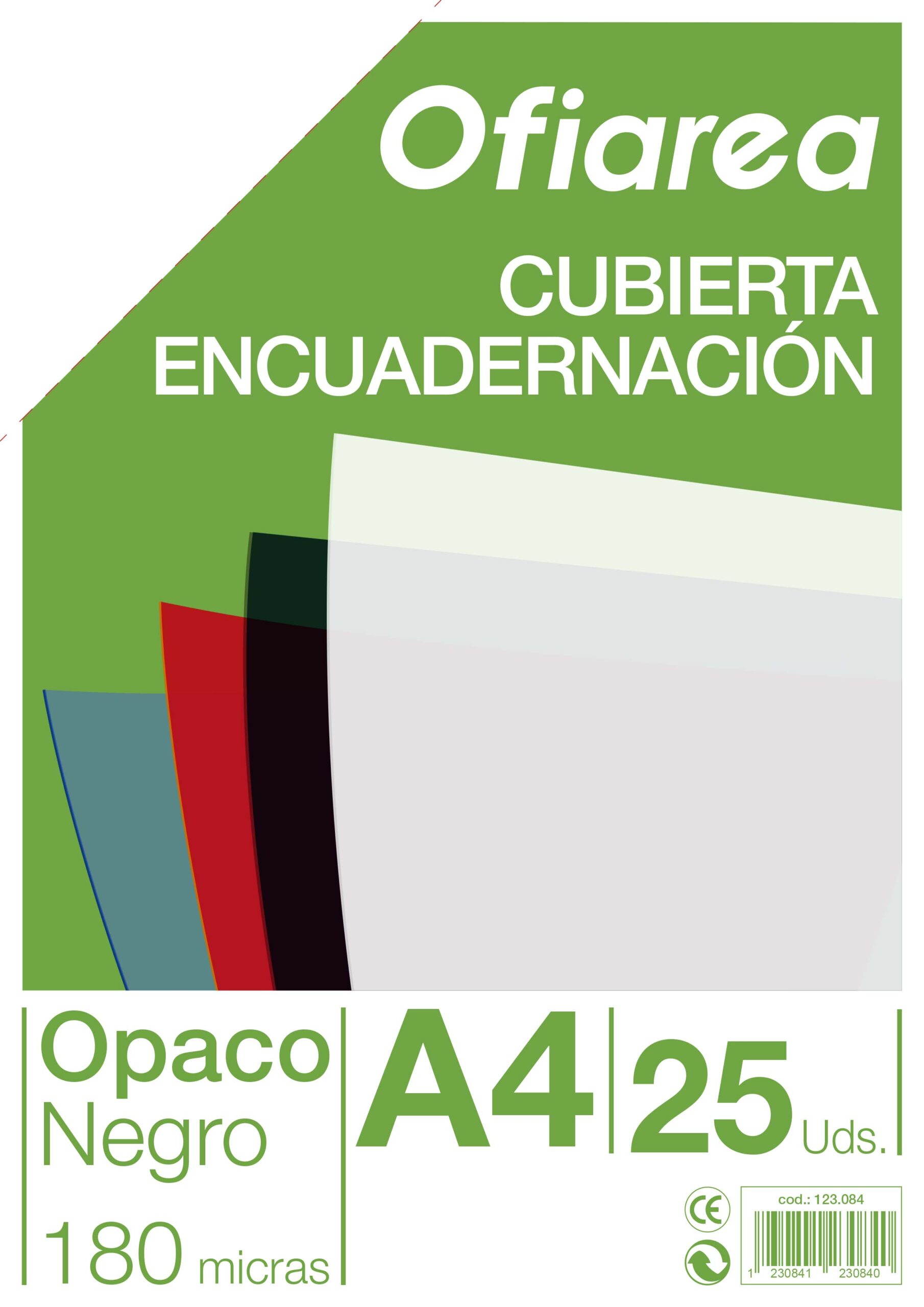 CUBIERTA ENC A4 180 PV P/ 25 OPACA NEGRA